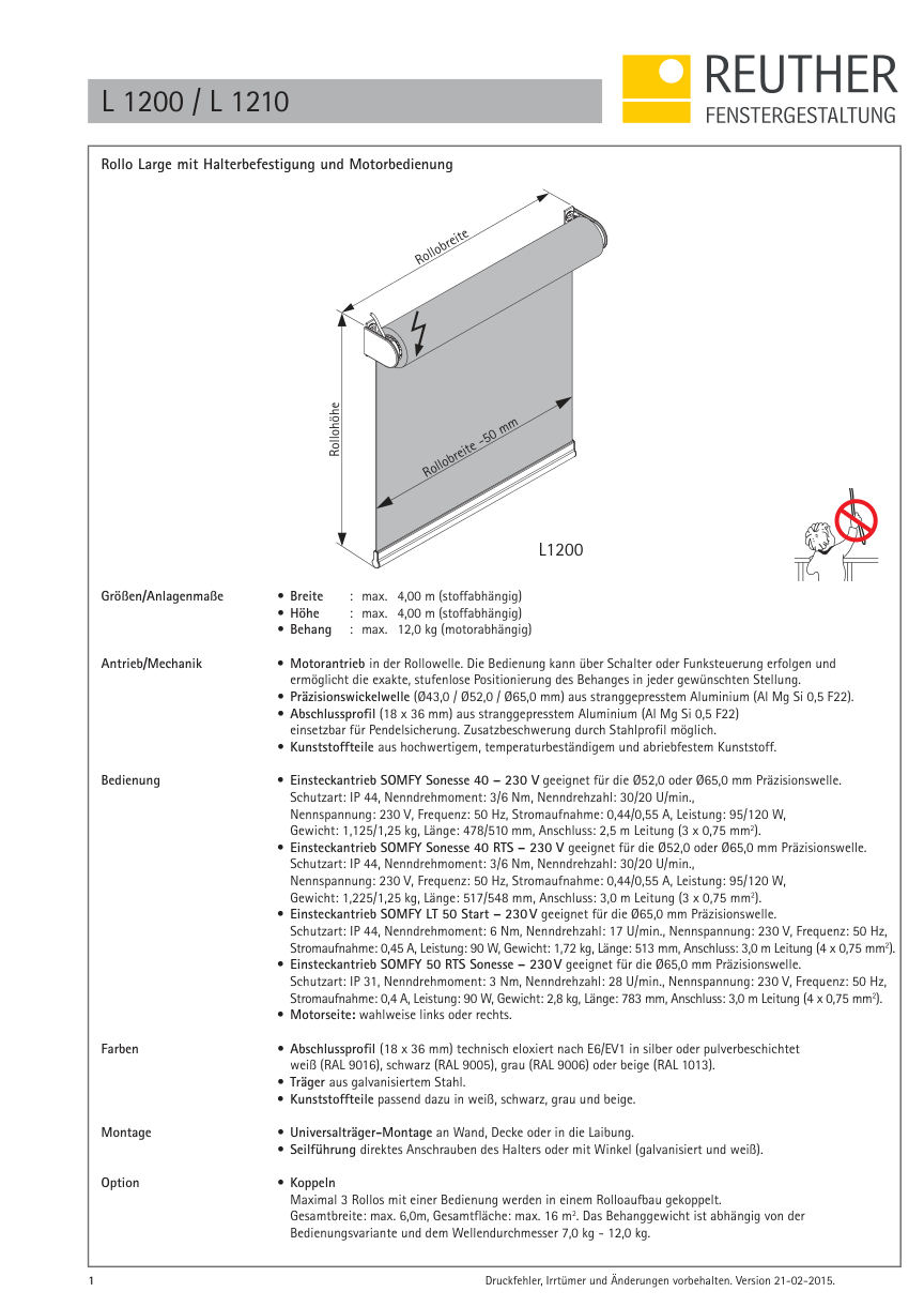 L 1200 / L 1210 – Datenblatt Seite 1