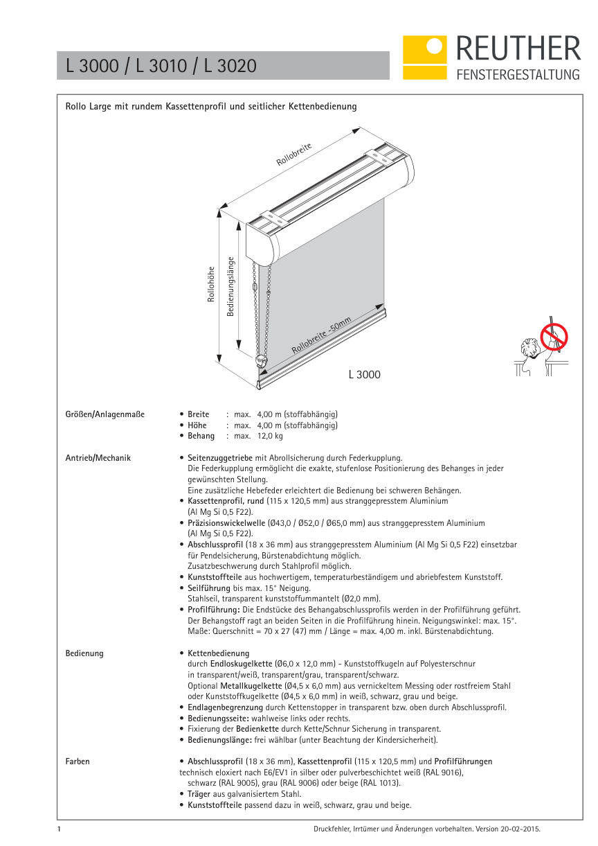 L 3000 / L 3010 / L 3020 – Datenblatt Seite 1