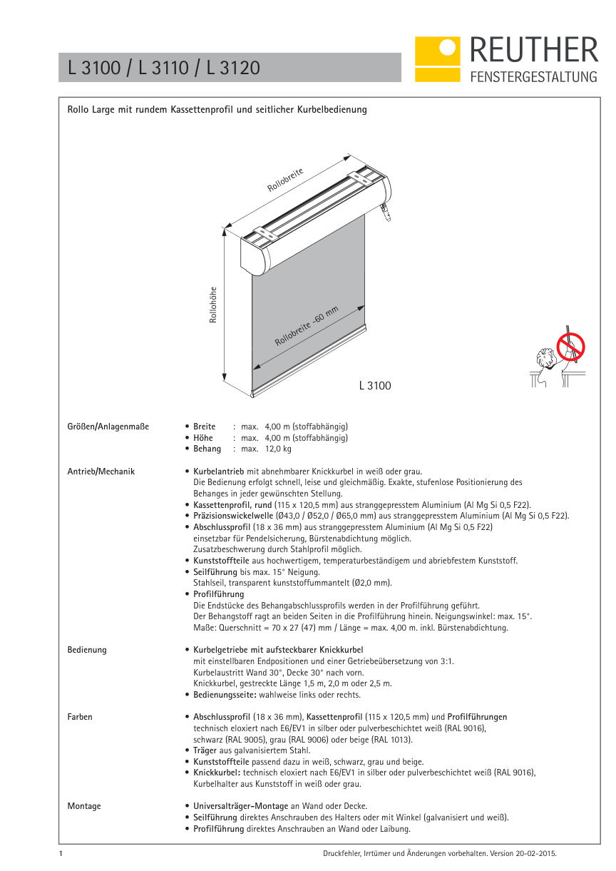 L 3100 / L 3110 / L 3120 – Datenblatt Seite 1