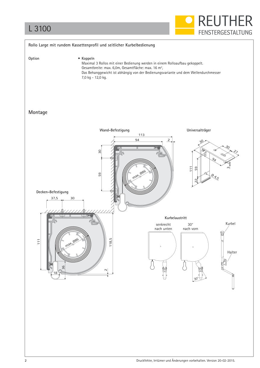 L 3100 / L 3110 / L 3120 – Datenblatt Seite 2