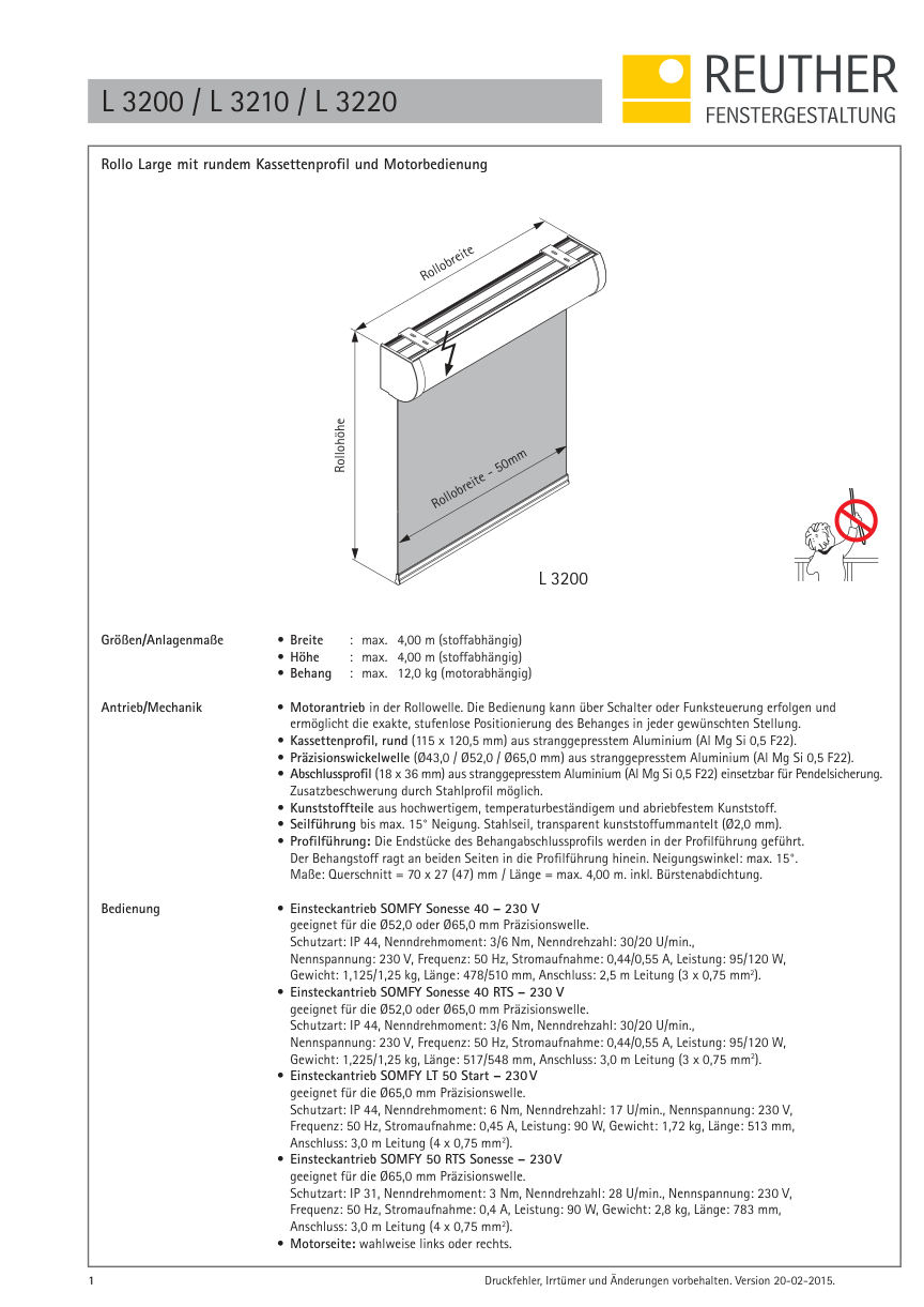 L 3200 / L 3210 / L 3220 – Datenblatt Seite 1