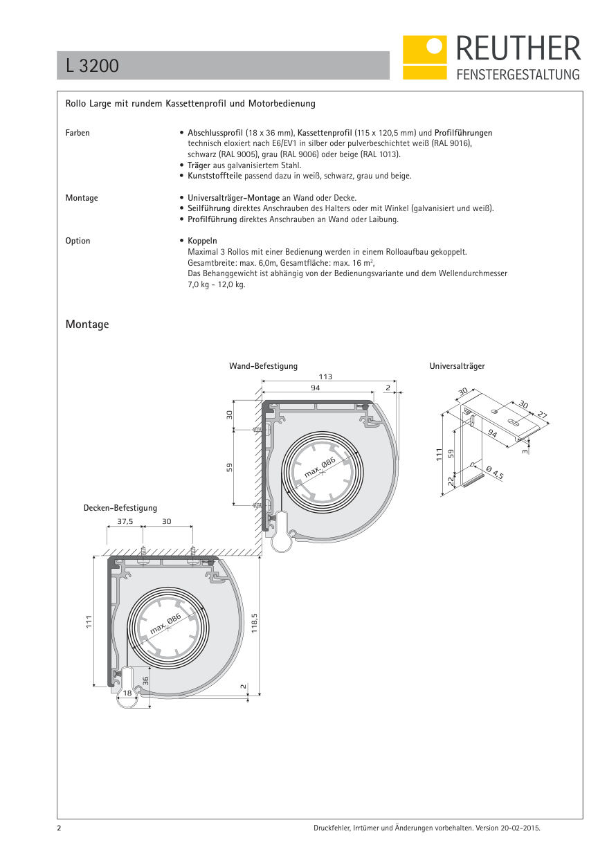 L 3200 / L 3210 / L 3220 – Datenblatt Seite 2