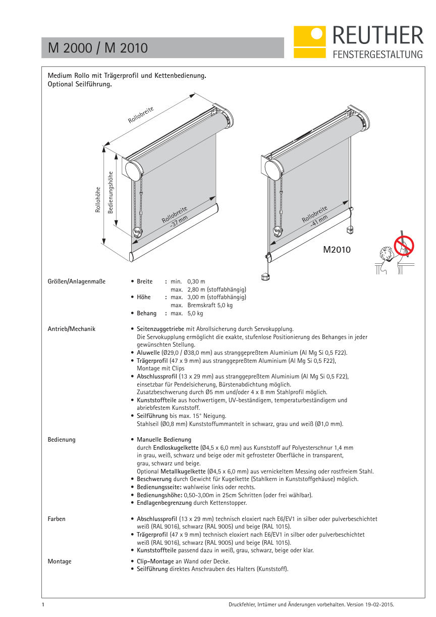 M 2000 / M 2010 – Datenblatt Seite 1