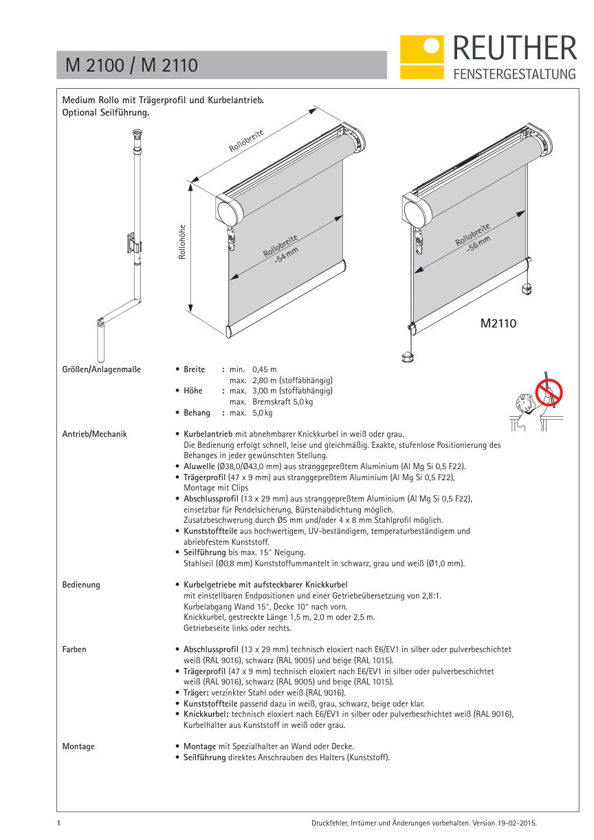 M 2100 / M 2110 – Datenblatt Seite 1