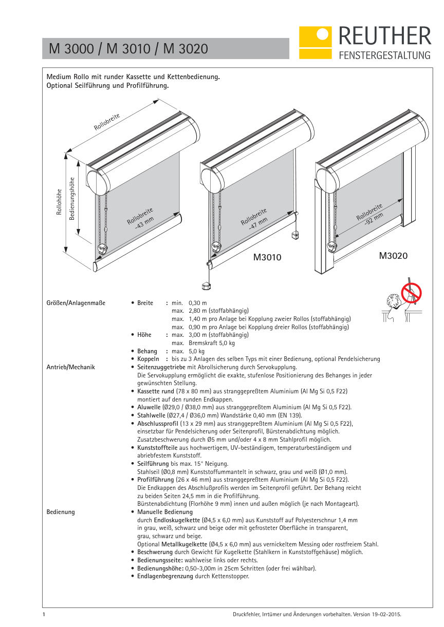 M 3000 / M 3010 / M 3020 – Datenblatt Seite 1