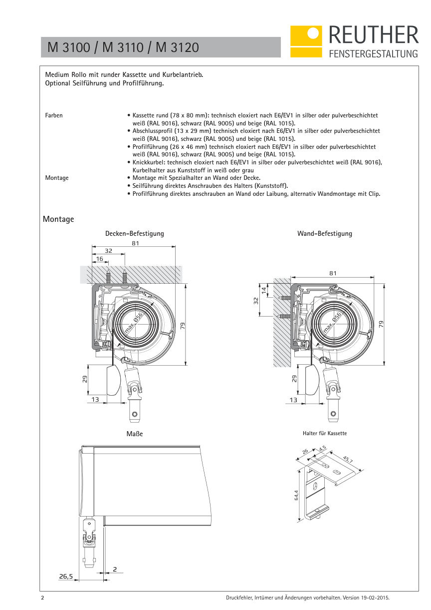 M 3100 / M 3110 / M 3120 – Datenblatt Seite 2