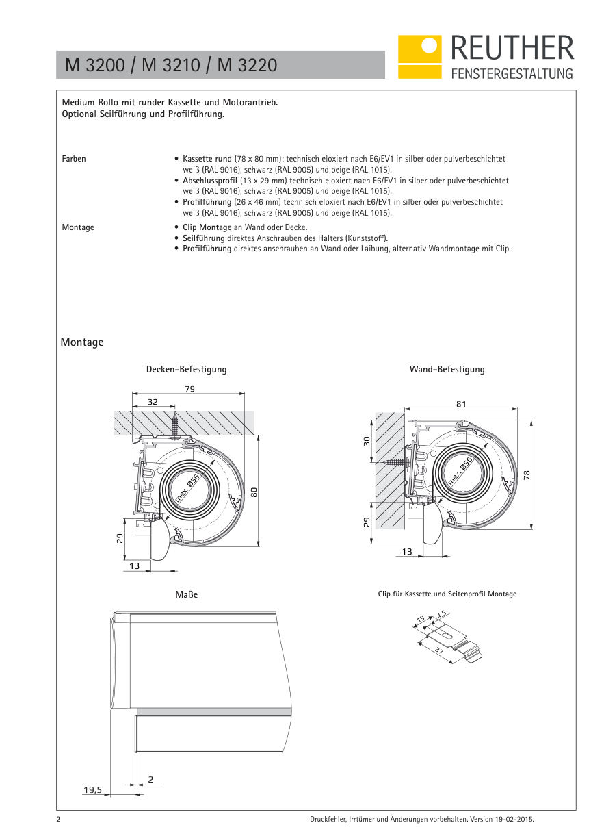 M 3200 / M 3210 / M 3220 – Datenblatt Seite 2