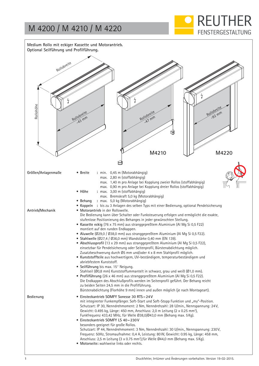M 4200 / M 4210 / M 4220 – Datenblatt Seite 1