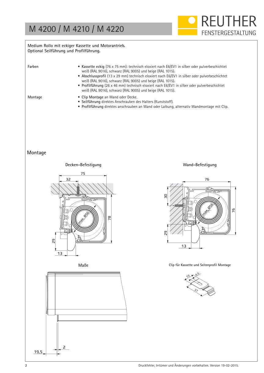 M 4200 / M 4210 / M 4220 – Datenblatt Seite 2