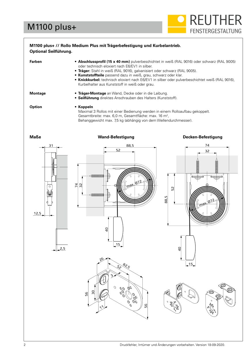 M1100 plus+ – Datenblatt Seite 2