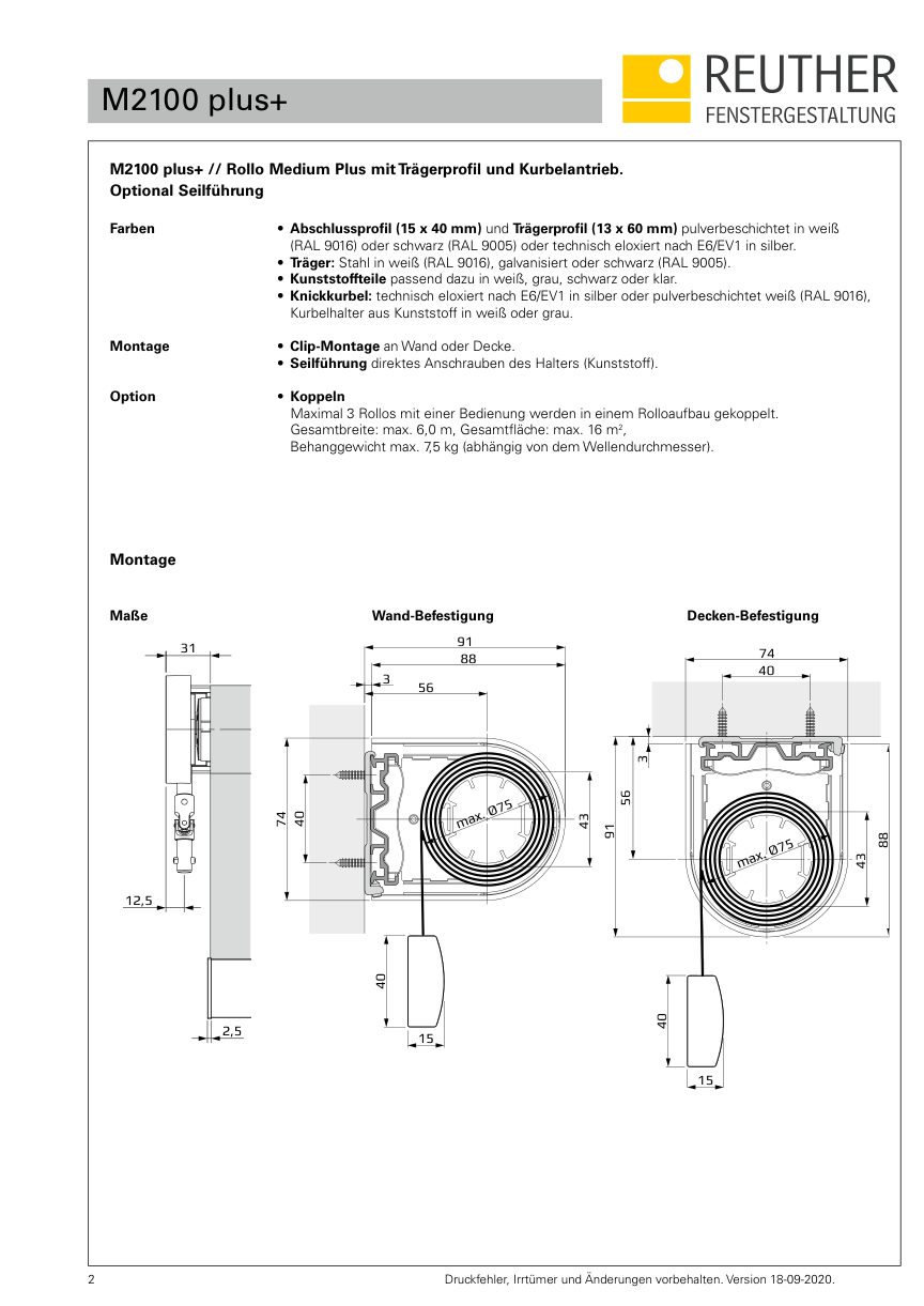 M2100 plus+ – Datenblatt Seite 2