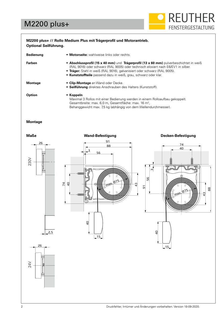 M2200 plus+ – Datenblatt Seite 2