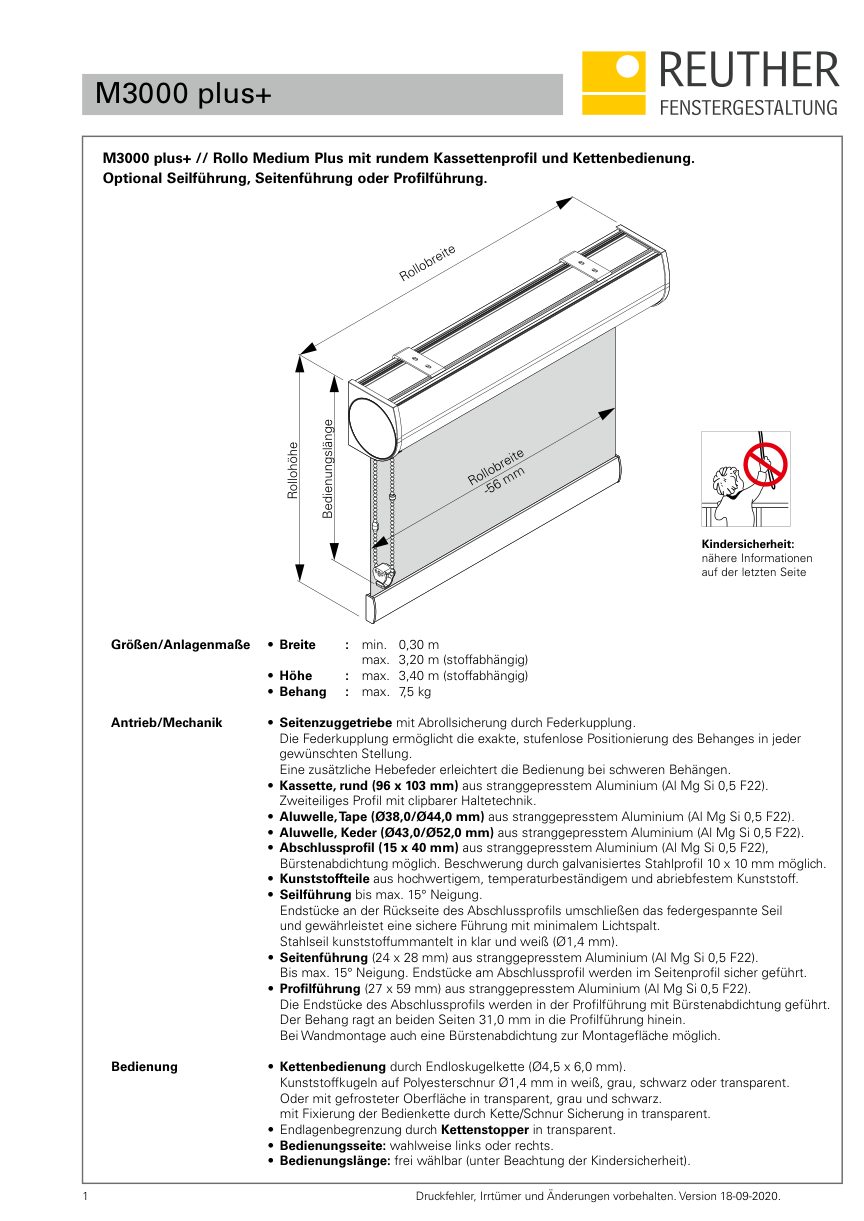 M3000 plus+ – Datenblatt Seite 1