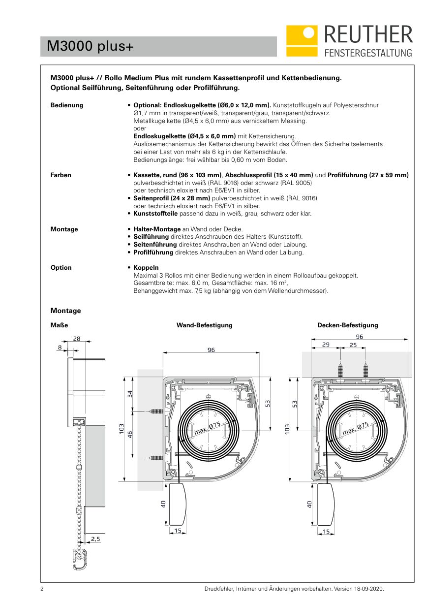 M3000 plus+ – Datenblatt Seite 2
