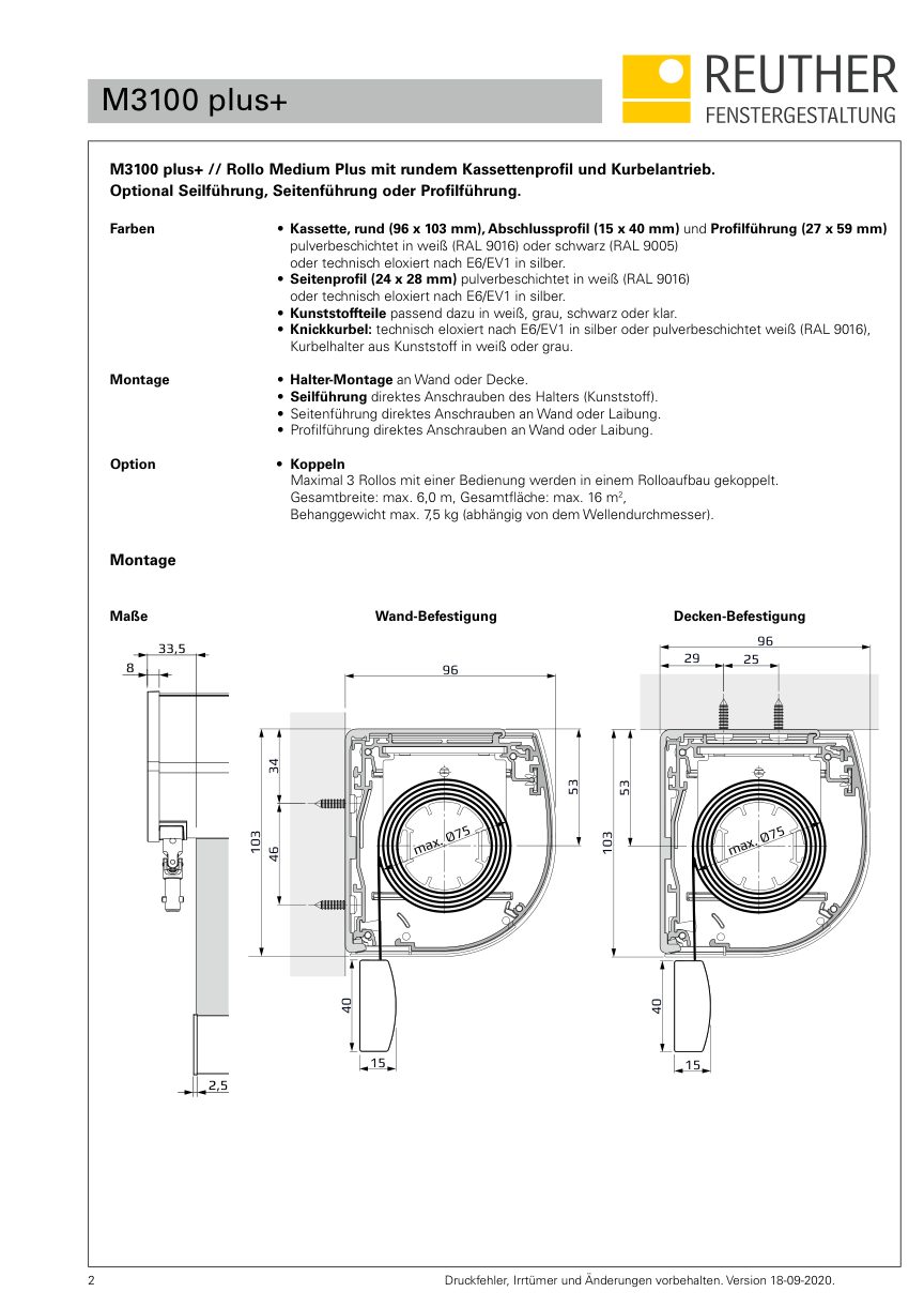 M3100 plus+ – Datenblatt Seite 2