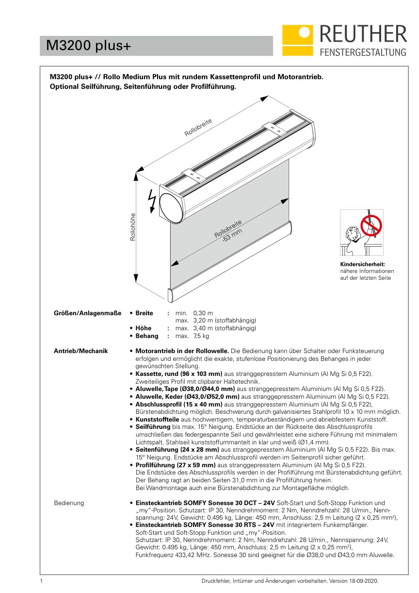 M3200 plus+ – Datenblatt Seite 1