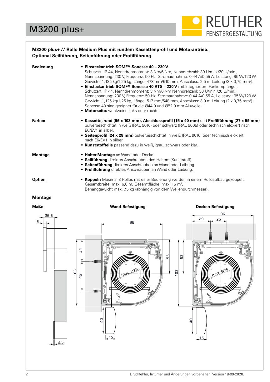 M3200 plus+ – Datenblatt Seite 2