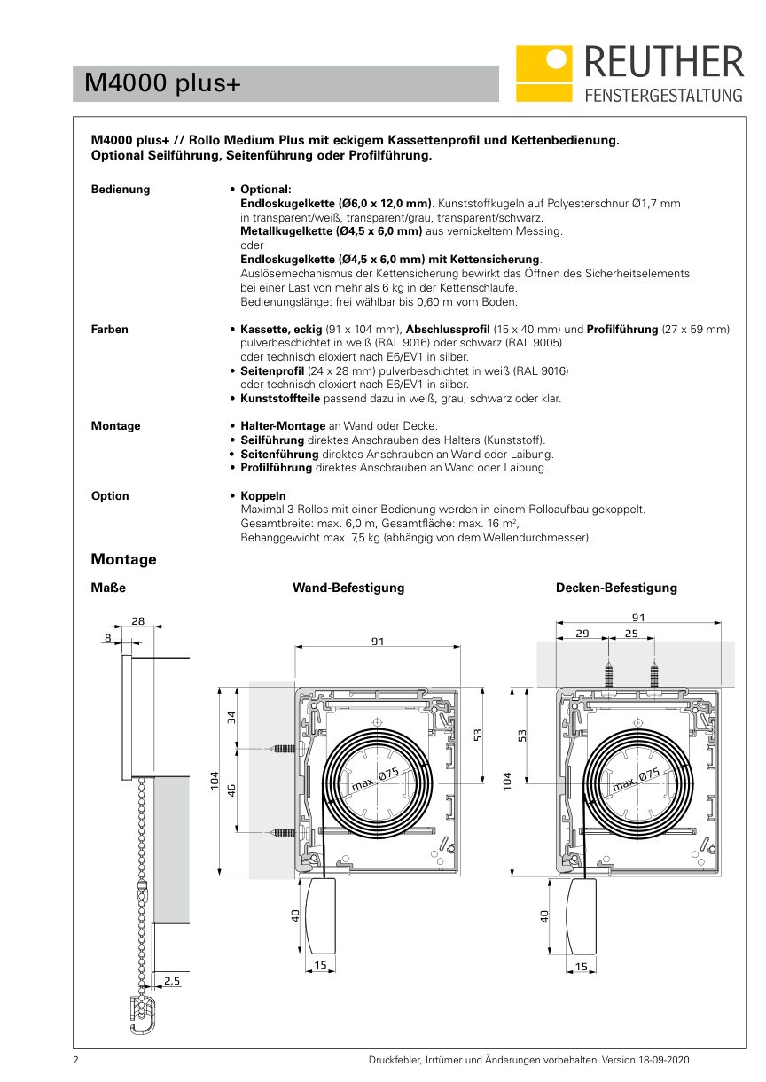 M4000 plus+ – Datenblatt Seite 2
