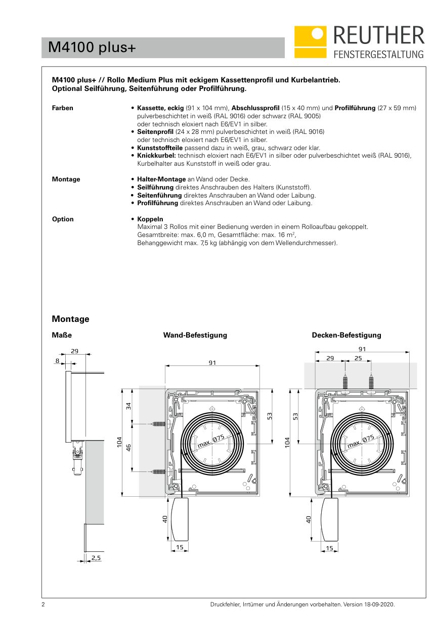 M4100 plus+ – Datenblatt Seite 2