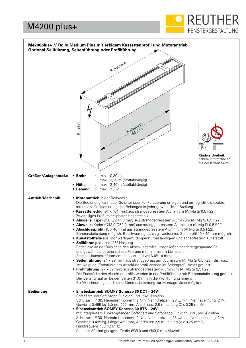 M4200 plus+ – Datenblatt Seite 1