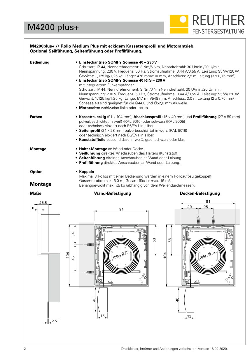 M4200 plus+ – Datenblatt Seite 2